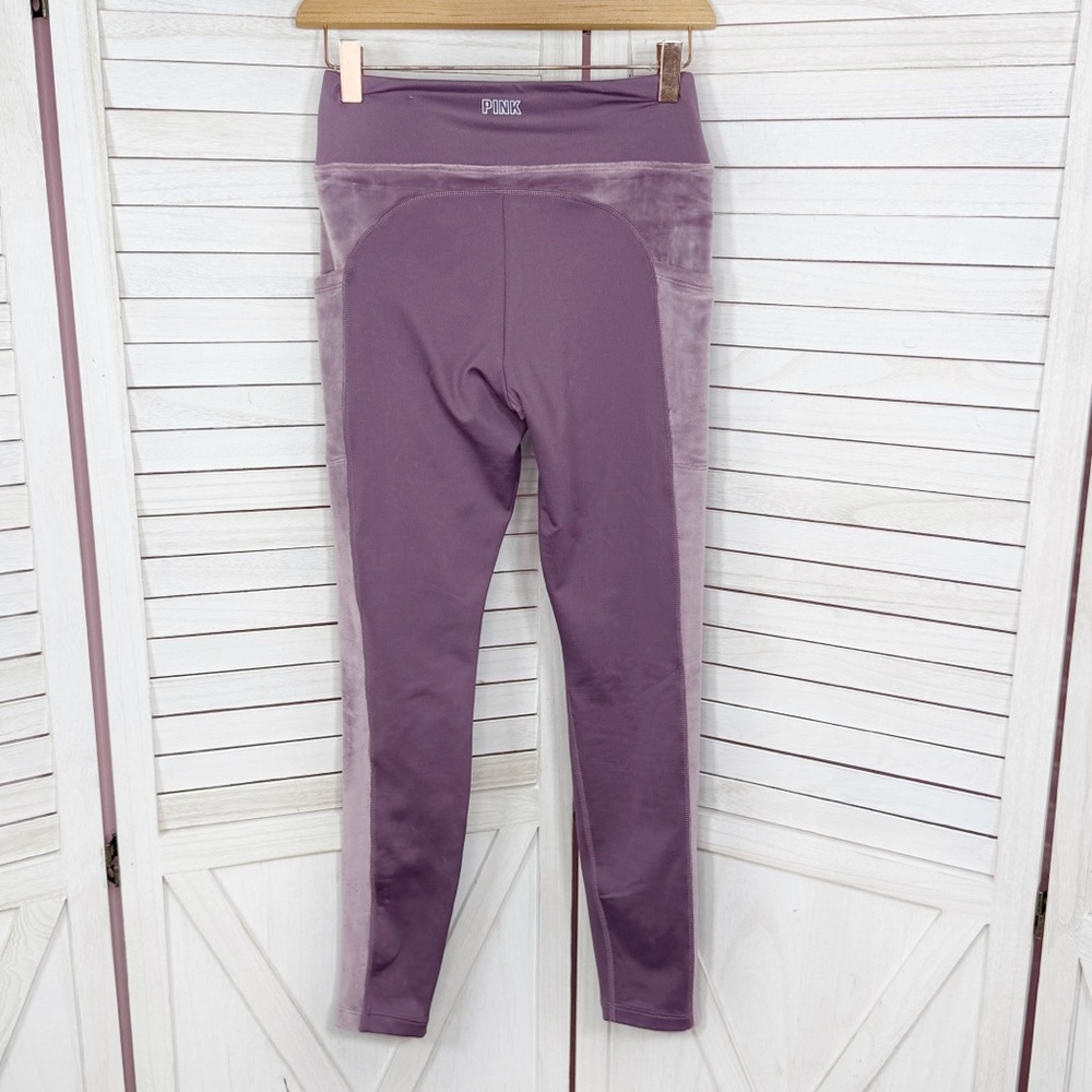 Pink‎ Victoria’s Secret Velour Side Pocket Leggings High Waist Mauve Small - Picture 3 of 15